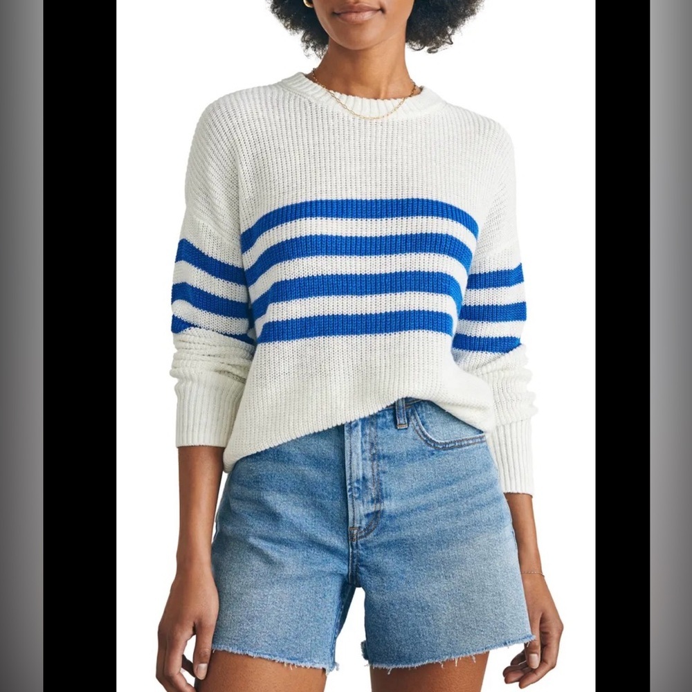 Faherty Miramar Stripe Linen & Organic Cotton Sweater Medium